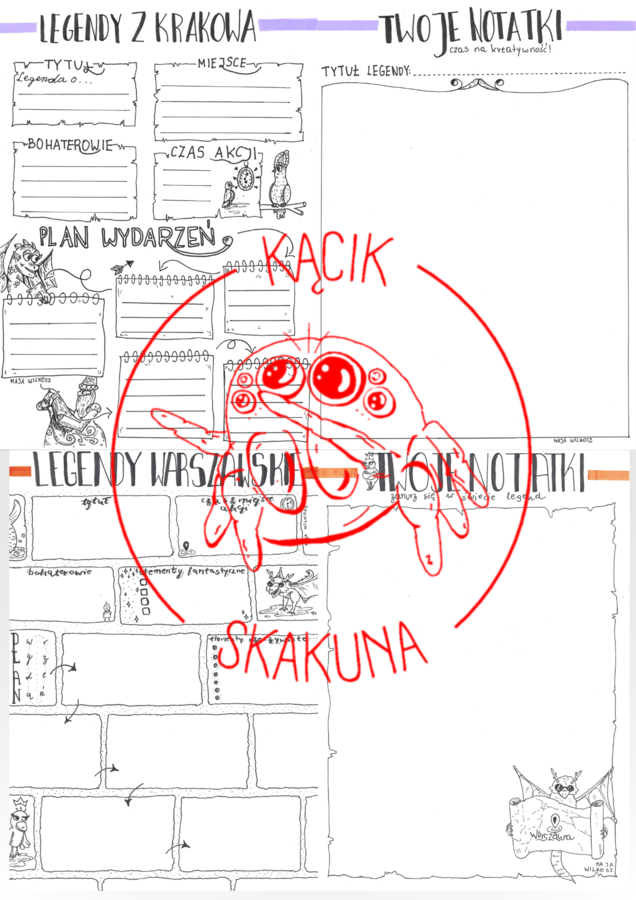 PAKIET karty pracy (4) - Legendy Krakowa + Legendy Warszawy