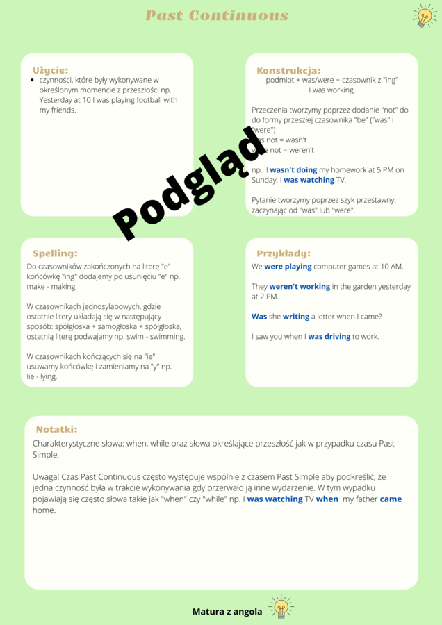 Czasy przeszłe - zestawienie