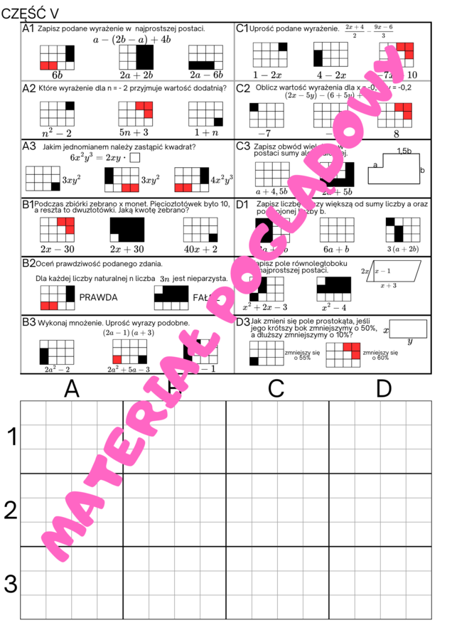 Kolorowanka xxl - wyrażenia algebraiczne. Klasa 7. Klasa 8