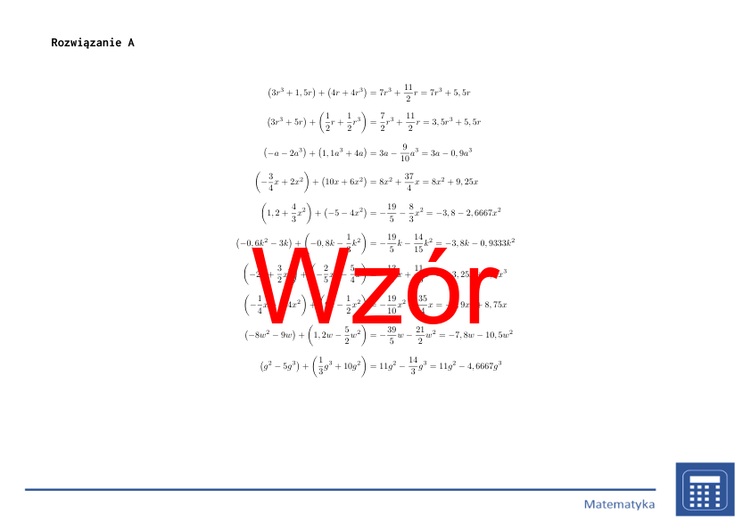 Dodawanie wielomianów | matematyka, algebra | 26 kolumn