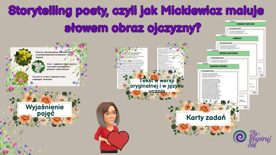 Pan Tadeusz ( Inwokacja) - scenariusz lekcji, karty pracy , AI