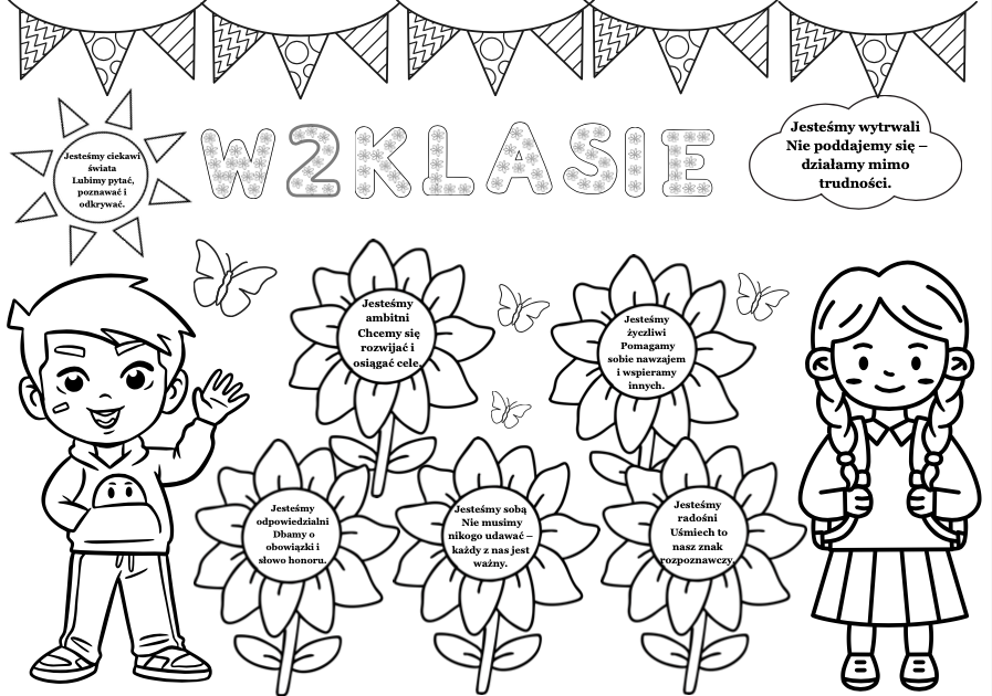 W Drugiej klasie– gazetka do kolorowania z wartościami lub karta pracy dla dzieci| 25 stron w rozmiarze A4 i mniejszym