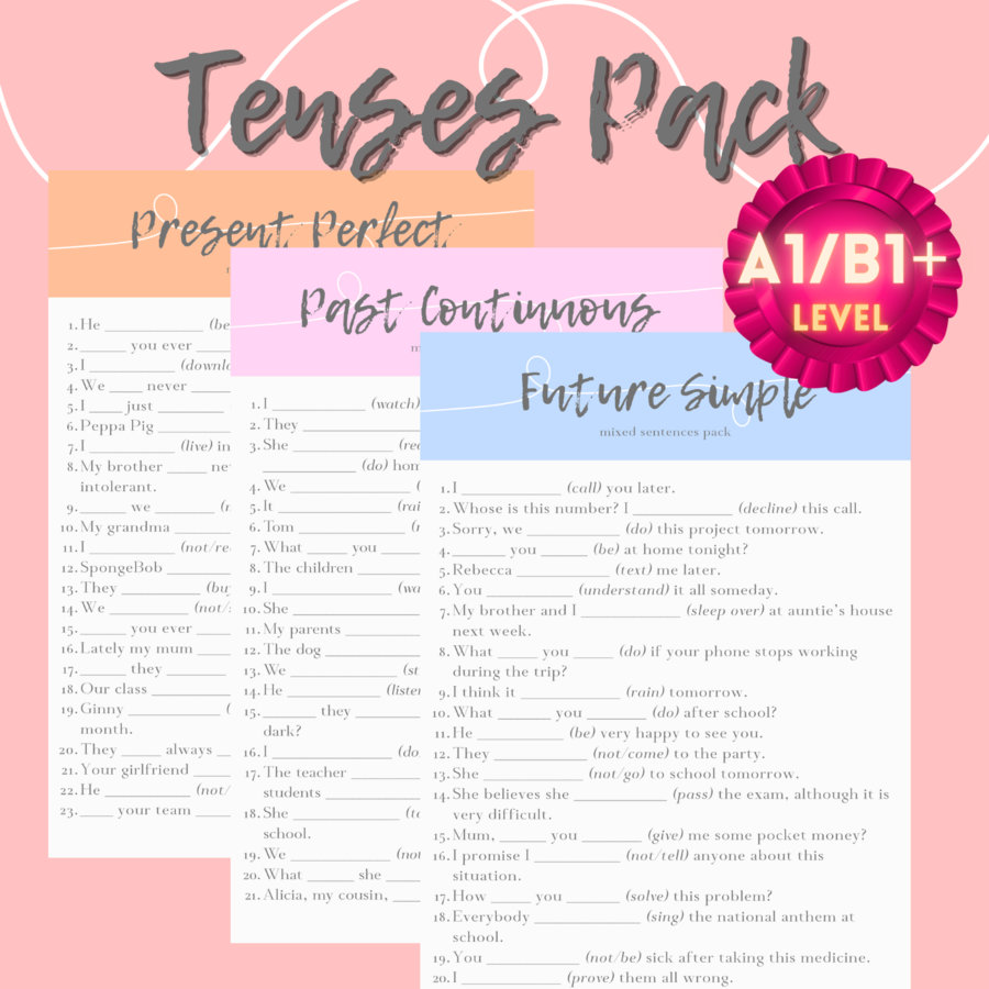 Czasy angielskie w pigułce - TENSES PACK A1/B1+