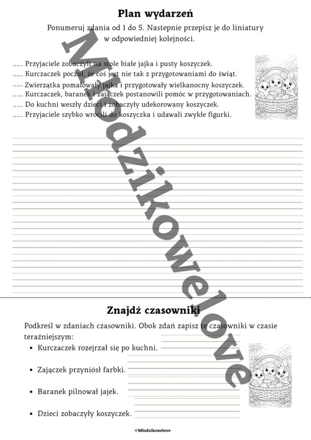 Przyjaciele z wielkanocnego koszyczka- zadania kreatywne do opowiadania
