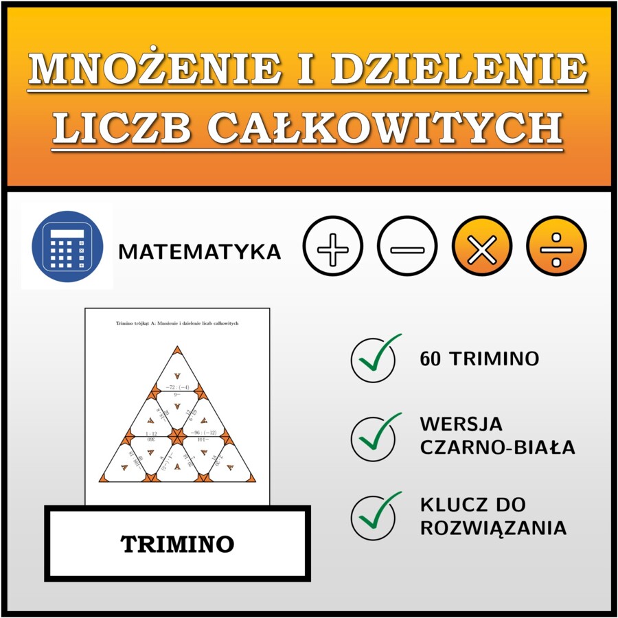Trimino - Mnożenie i dzielenie liczb całkowitych | matematyka