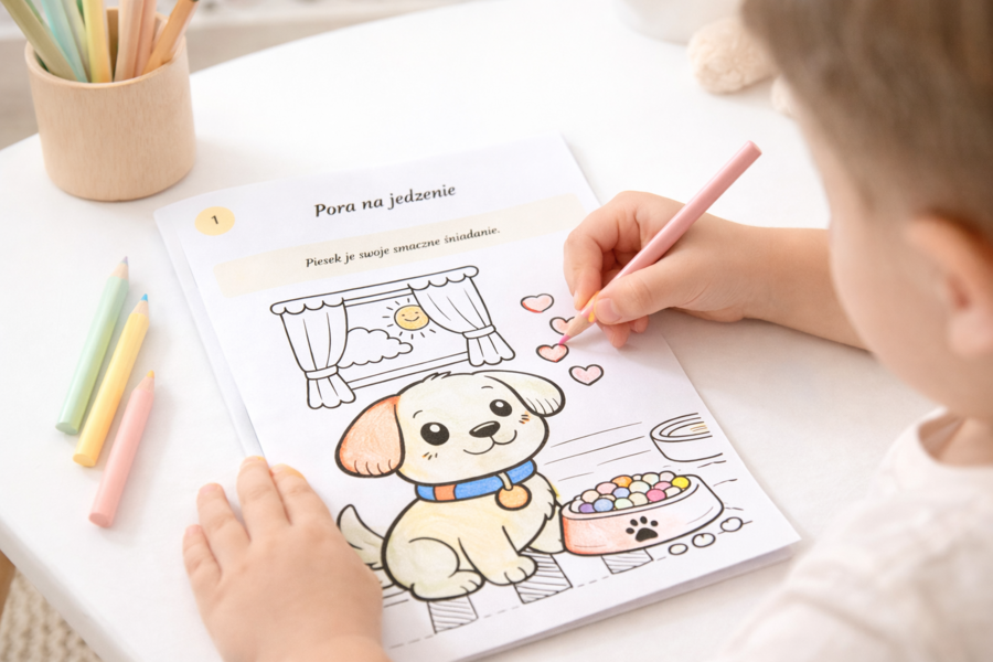 Kolorowanka: dzień z życia psa