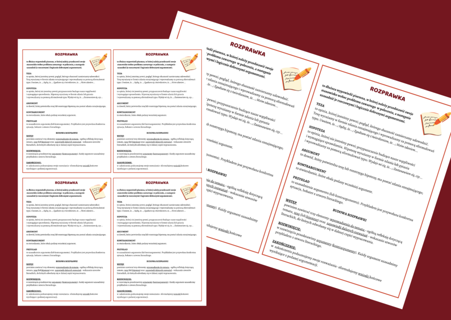 ROZPRAWKA – wklejka – wklejki – kl.4-8 – egzamin – powtórzenie - ćwiczenia redakcyjne