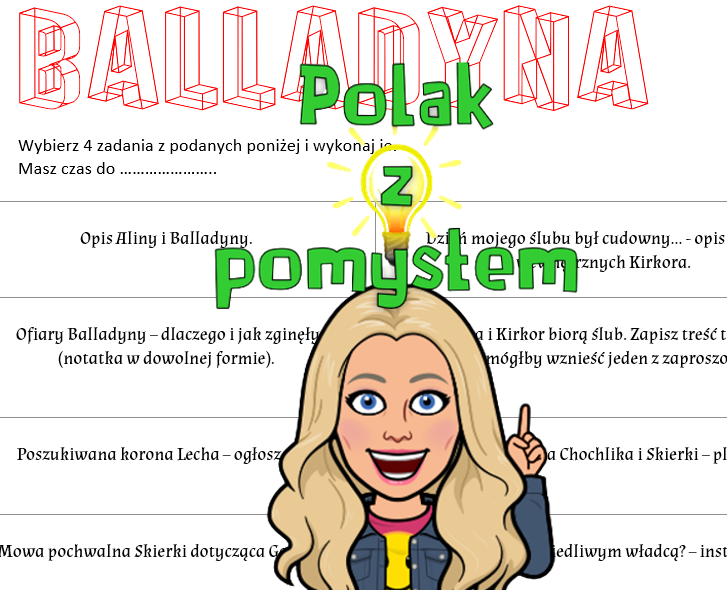 Balladyna - zadania do wyboru