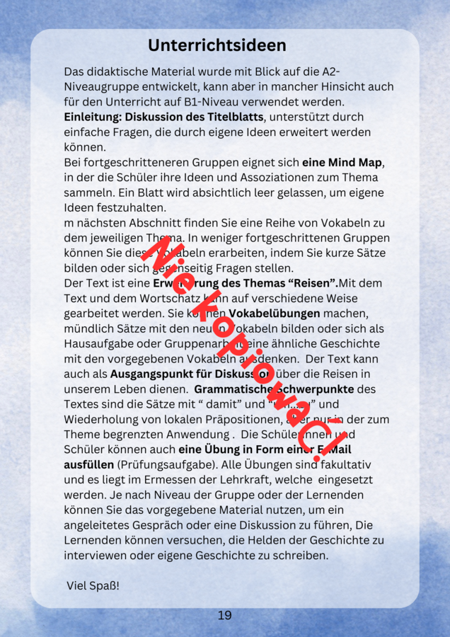 Reist du gern? Tekst, karty pracy, zadania, niemiecki A2