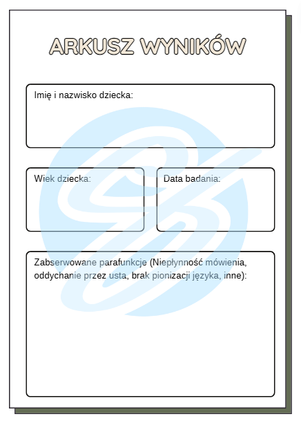LOGOPEDIA KWESTIONARIUSZ BADANIA MOWY NADAWANIE MOWY 3-6 LAT PRZEDSZKOLE