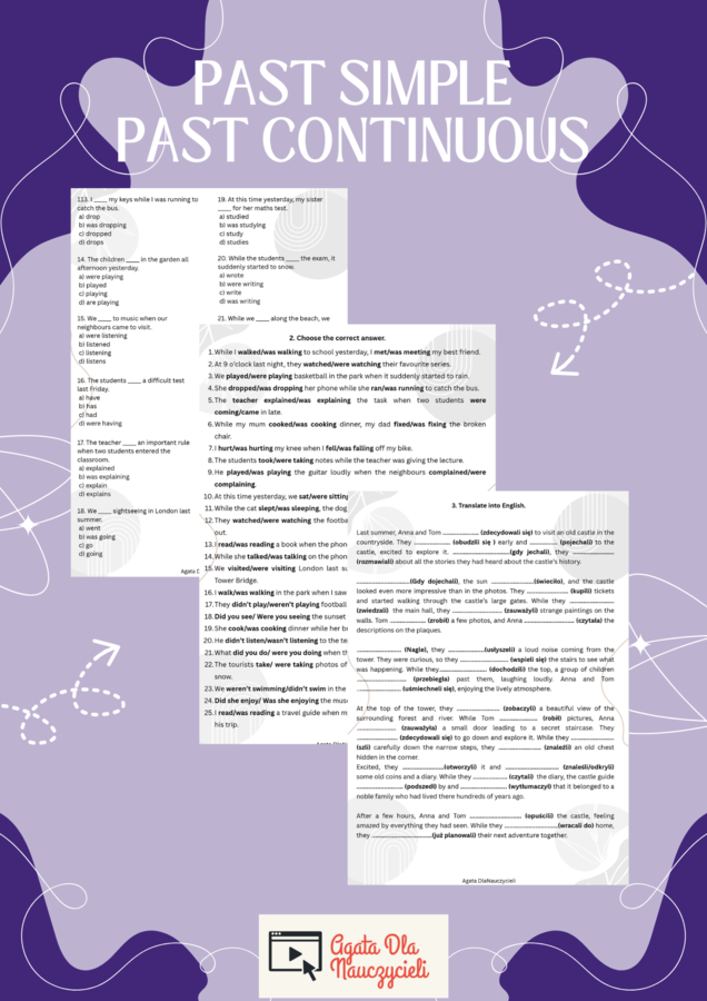 Nowa karta pracy: Past Simple & Past Continuous – Practice Pack (A2+/B1)