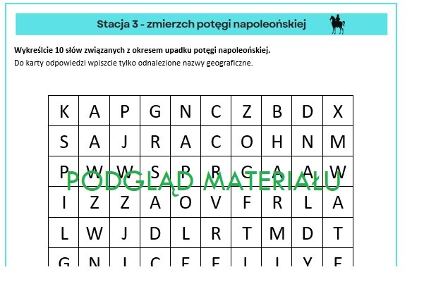 Okres napoleoński - stacje zadaniowe klasa 6