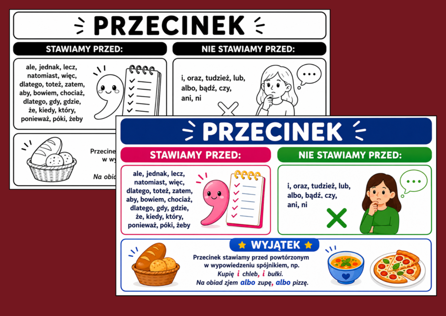 ✍️INTERPUNKCJA - przecinek - infografiki i wklejki