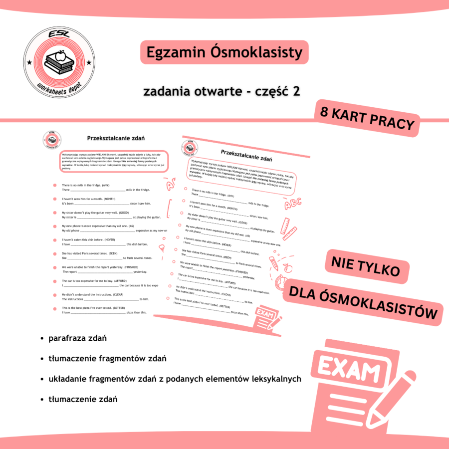 Egzamin ósmoklasisty - zadania otwarte cz.2