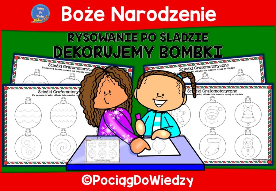 Rysowanie po śladzie - dekorujemy bombki