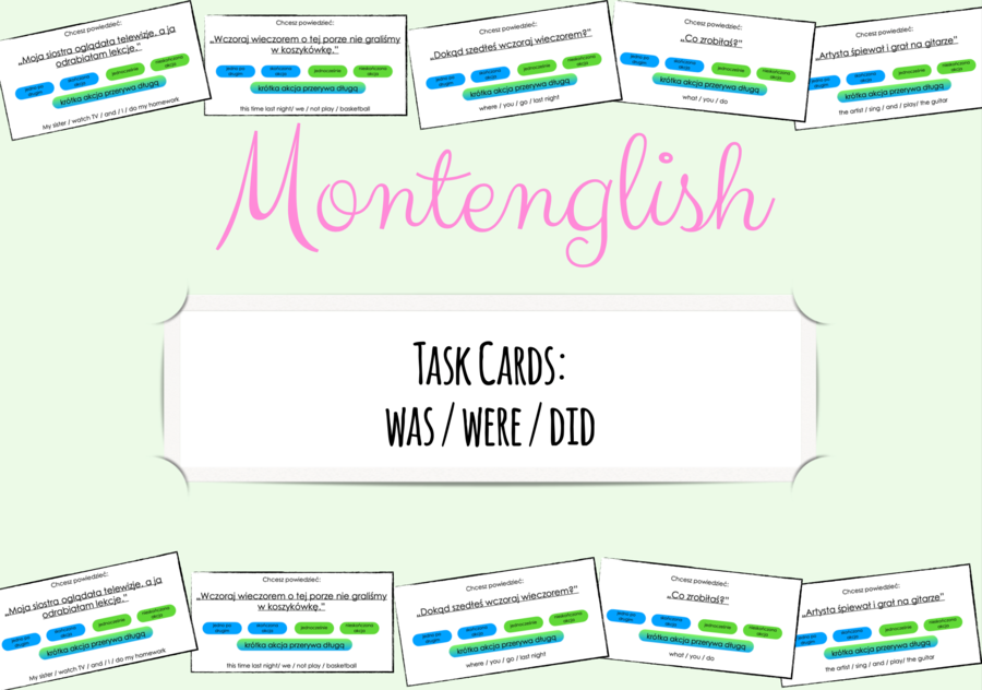 karty was/were/did: tłumaczenia - język angielski