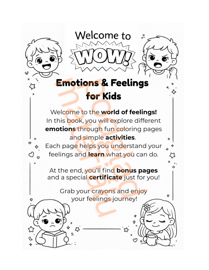 Emotions & Feelings for Kids – emocje po angielsku | kolorowanka i karty pracy PDF