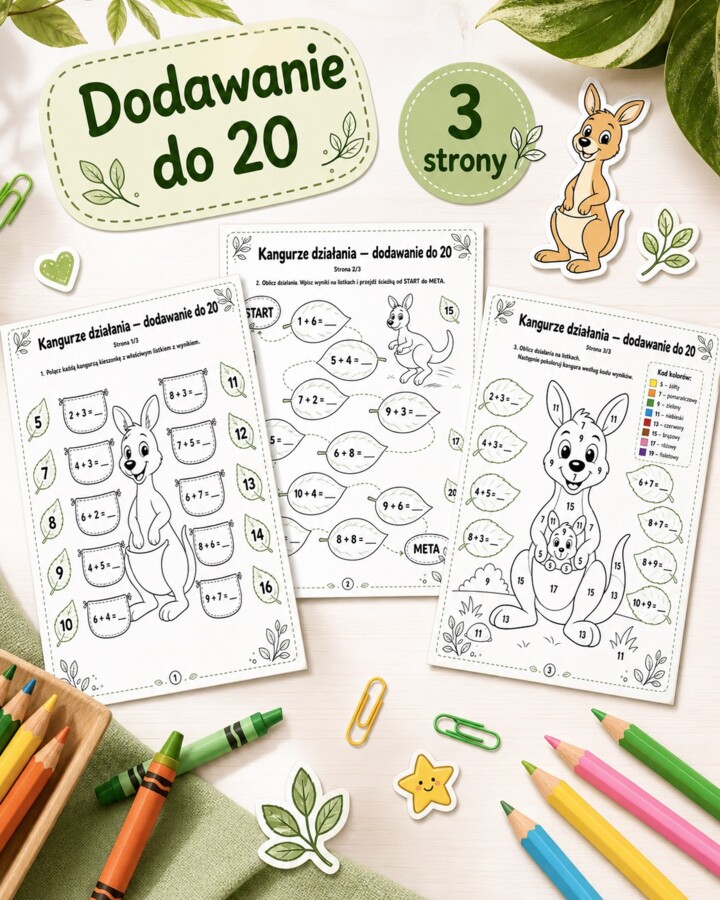 Kangurze działania - dodawanie do 20