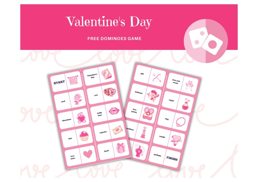 Valentine's Day Dominoes - Domino na Walentynki, język angielski