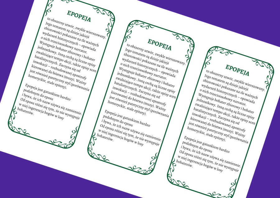 EPOPEJA - epika – cechy – wklejka