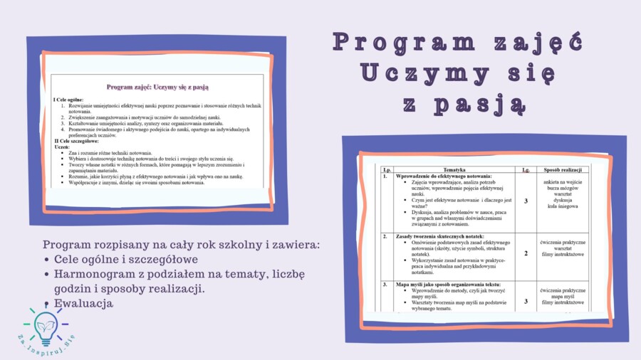 Program zajęć rozwijających pt. Uczymy się z pasją