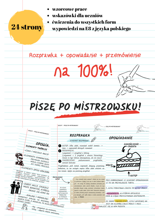 Pakiet (rozprawka, przemówienie, opowiadanie) Egzamin ósmoklasisty, język polski