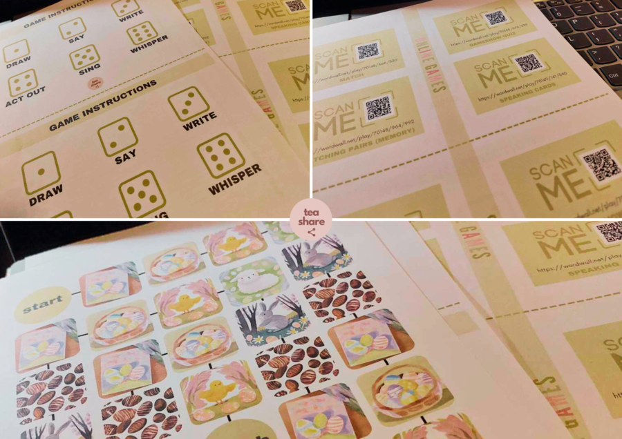 Easter vocabulary for young learners WIELKANOC kody QR gry online 🐏🐏🐏