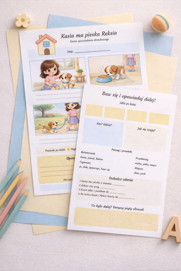 Kasia ma pieska Reksia – karta opowiadania obrazkowego