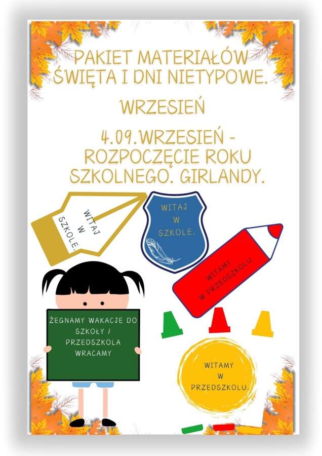 PAKIET MATERIAŁÓW NA WRZESIEŃ WEDŁUG KALENDARZA ŚWIĄT I DNI NIETYPOWYCH.