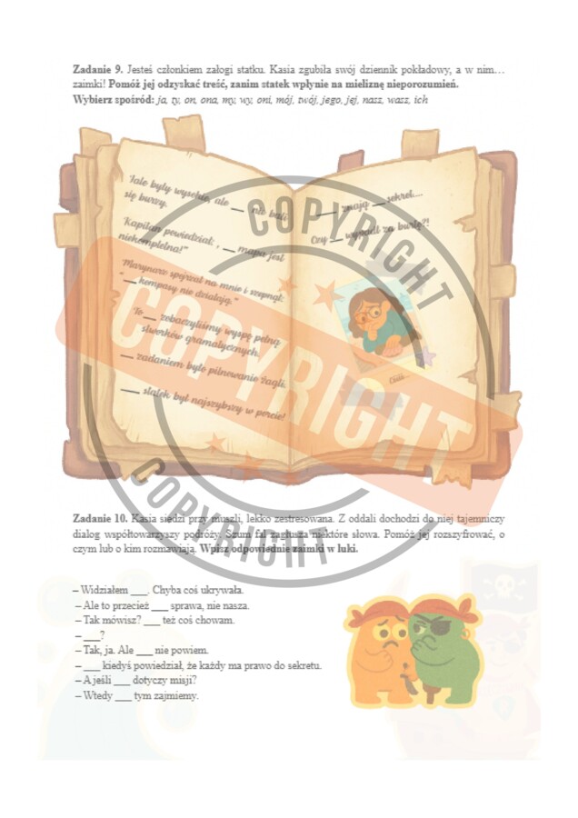 Części mowy- karta pracy "Morska przygoda"