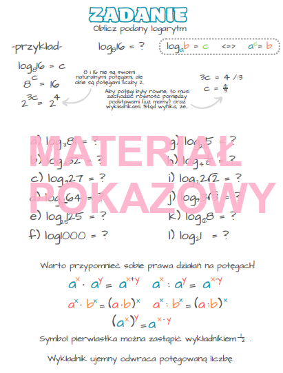 Logarytm - definicja (notatka + karta pracy + odpowiedzi)