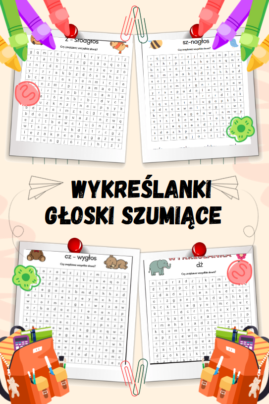 Logopedia - wykreślanki głoski szumiące