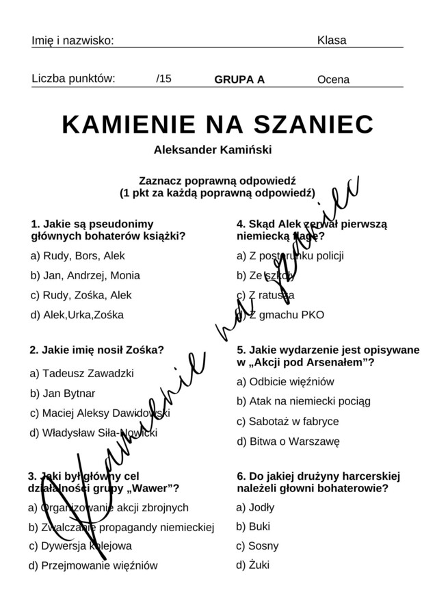 Kartkówka - Kamienie na szaniec