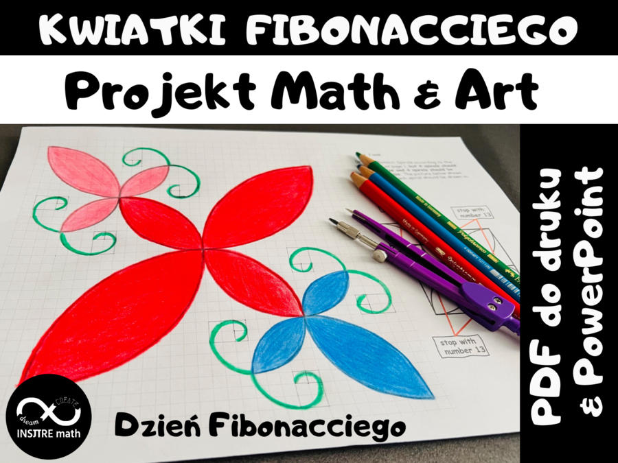 23 listopada, Dzień Fibonacciego. Fibonacci – Prostokąt i Spirala Fibonacciego. Projekt matematyczno-artystyczny Kwiatki Fibonacciego.