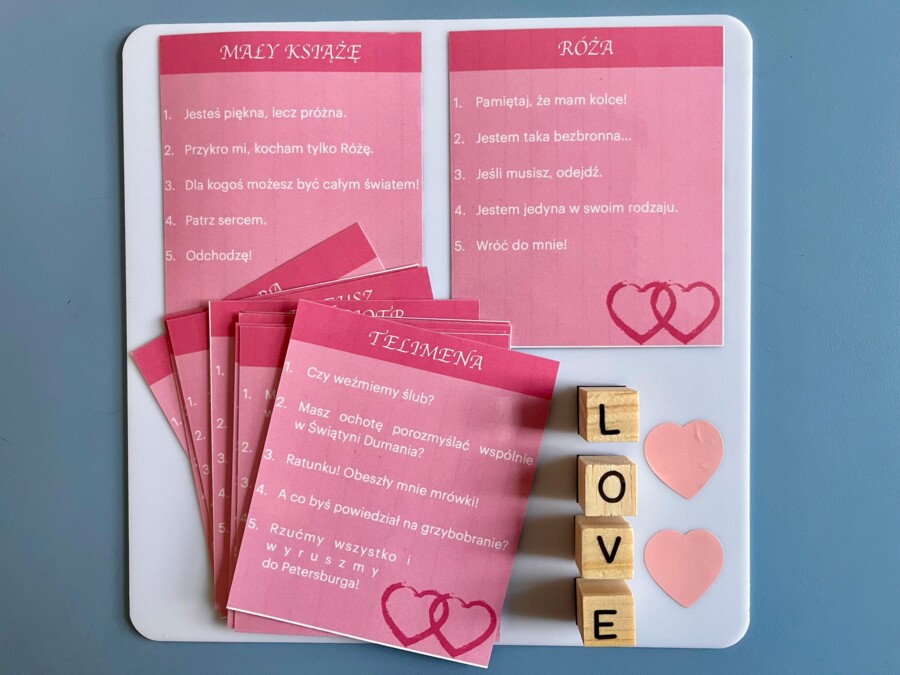 Literacki flirt - gra na walentynki