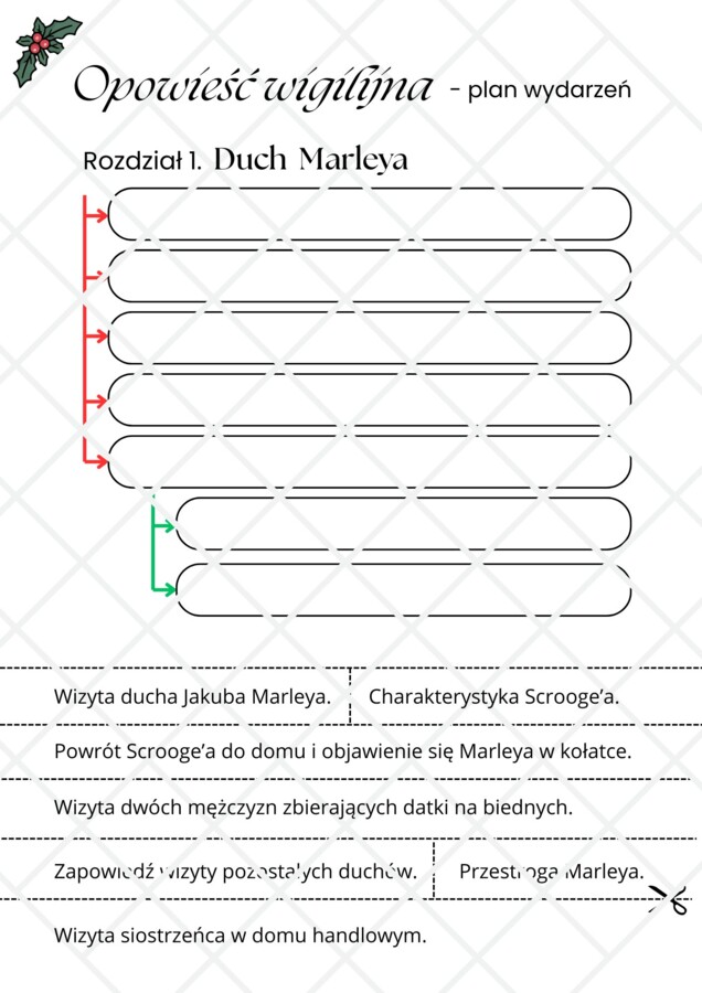 Opowieść wigilijna - PLAN WYDARZEŃ DO UŁOŻENIA (wycinanka)