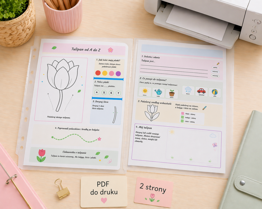 Tulipan od A do Z. Karta pracy dla 5-6 latków