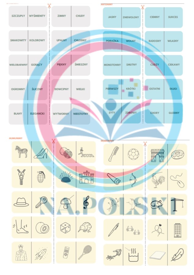 Synonimy, antonimy i homonimy - domino