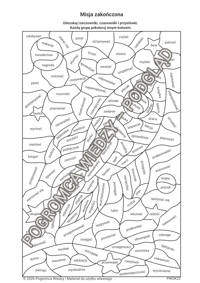 Kosmiczna podróż - start i podsumowanie + klucz odpowiedzi