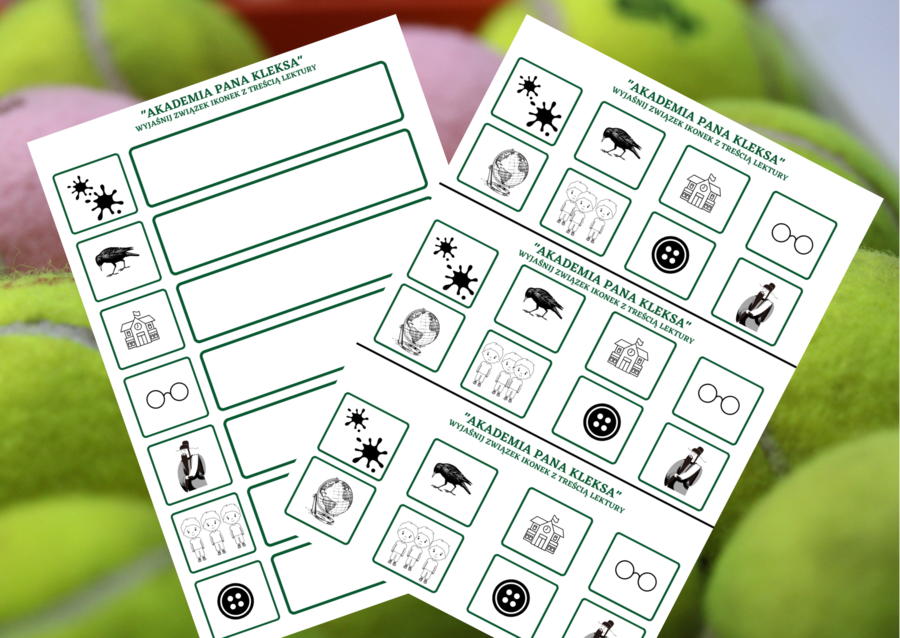 "AKADEMIA PANA KLEKSA" – ikonki – wklejki – karta pracy – lektury 4-6