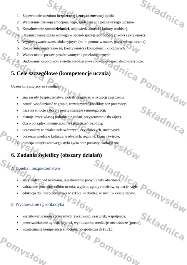 PLAN PRACY ŚWIETLICY SZKOLNEJ - komplet na cały rok (edytowalny) + plan tygodniowy do dziennika + sprawozdania