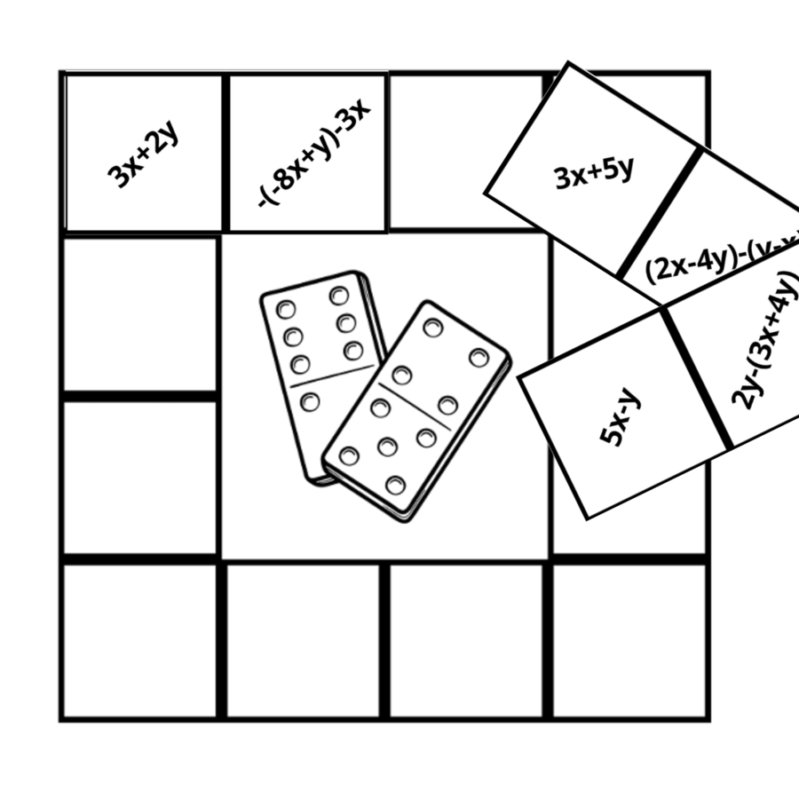 Kwadratowe domino - dodawanie i odejmowanie sum/wyrażeń algebraicznych