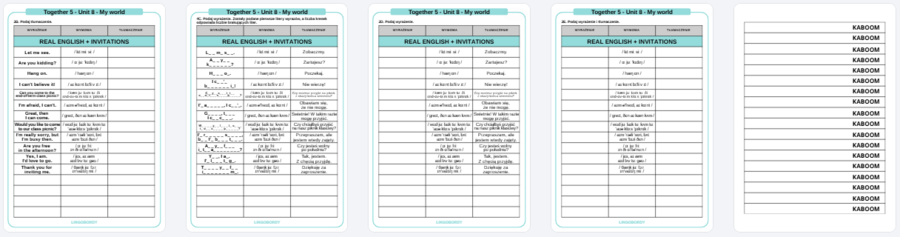 Together 5, Unit 8 - słownictwo