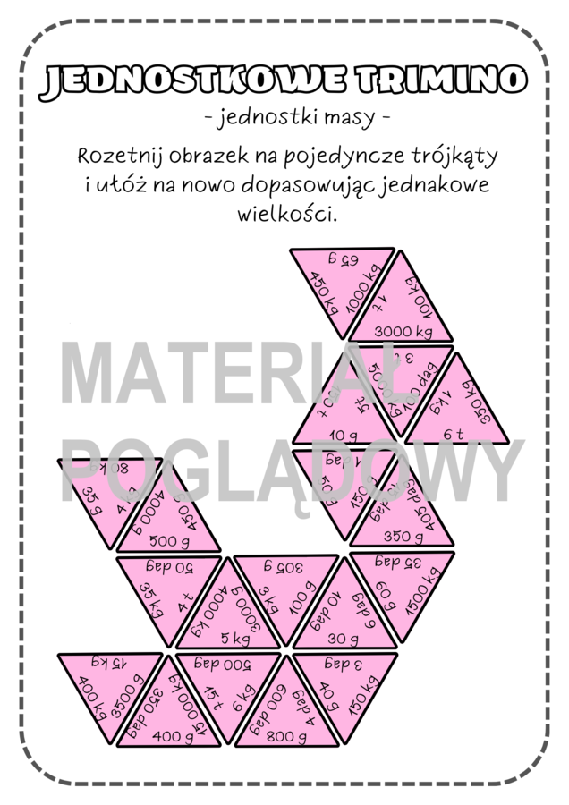 TRIMINO - zamiana jednostek masy (bez ułamków i wyrażeń algebraicznych)