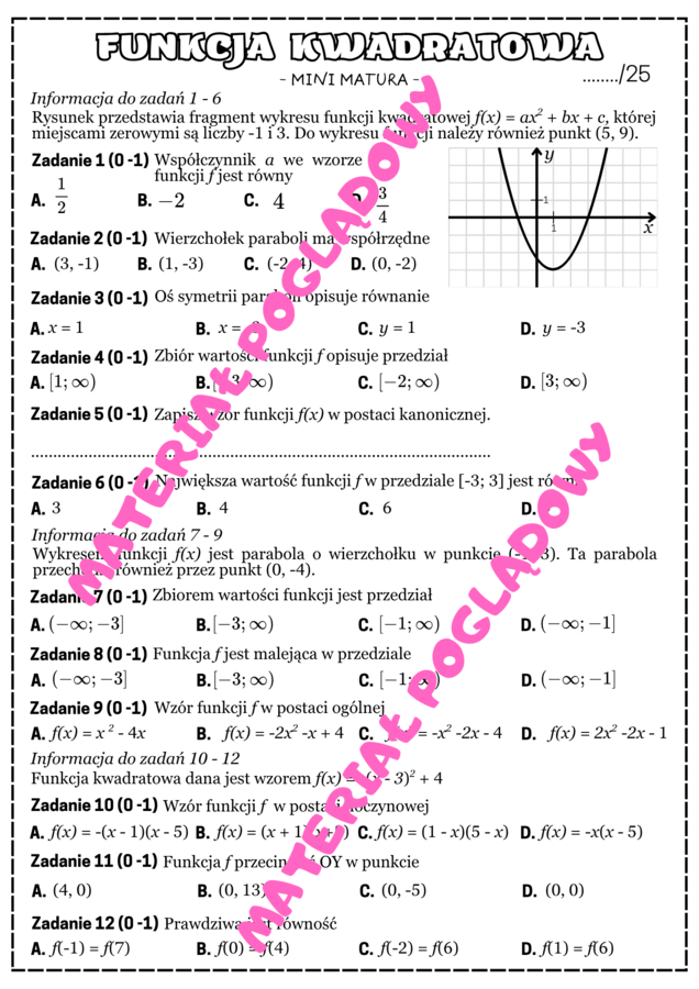 PAKIET - Mini Matura. Matematyka cz. 1