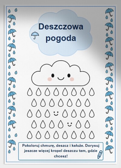 Karta pracy: "Co robię w deszczową pogodę?"