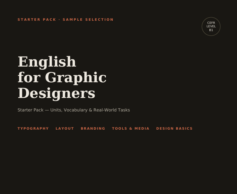 English for Graphic Designers B1 – Starter Pack + Test Wiedzy | Angielski branżowy dla grafików (PDF)