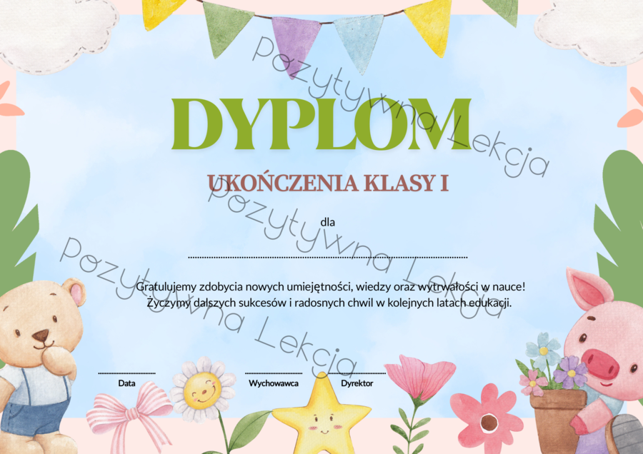 Dyplomy na zakończenie roku szkolnego dla klas I-VIII