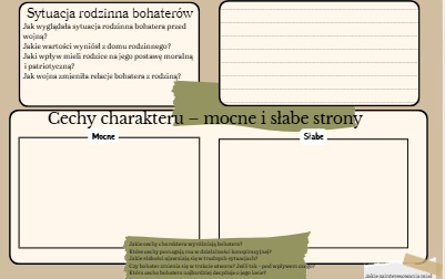 Kamienie na szaniec- karty pracy
