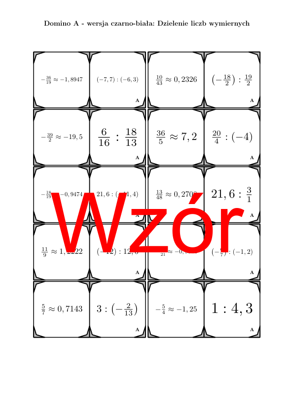 Domino - Dzielenie liczb wymiernych | matematyka